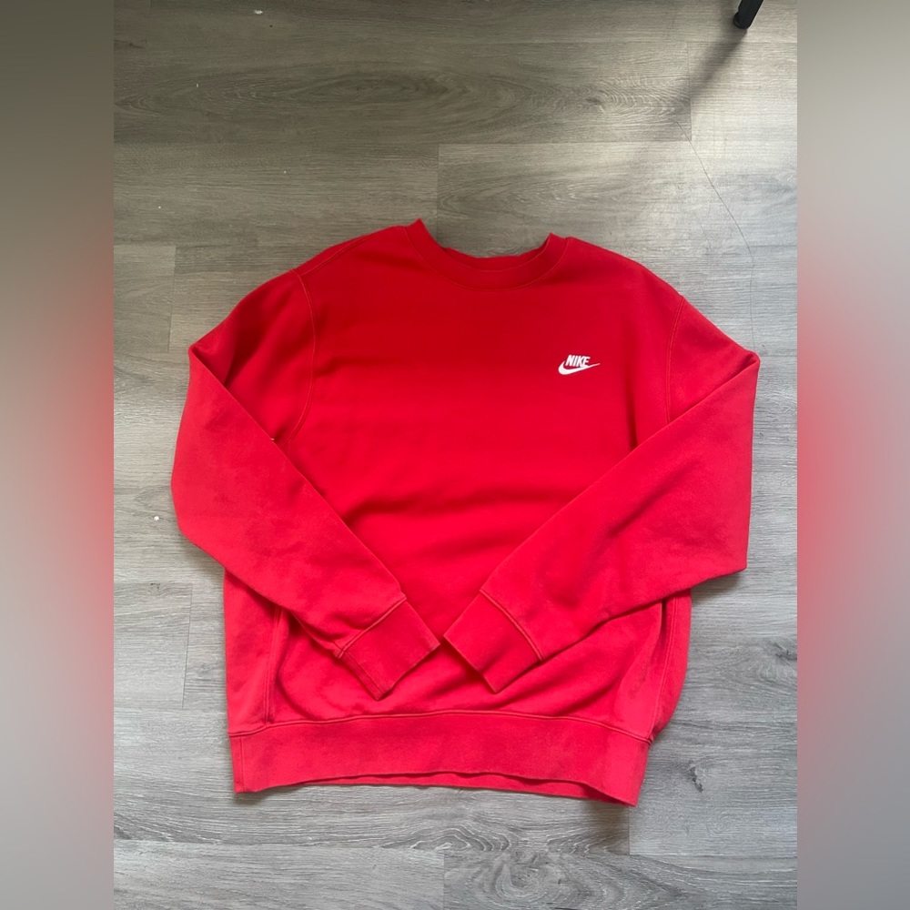 red NIKE crewneck